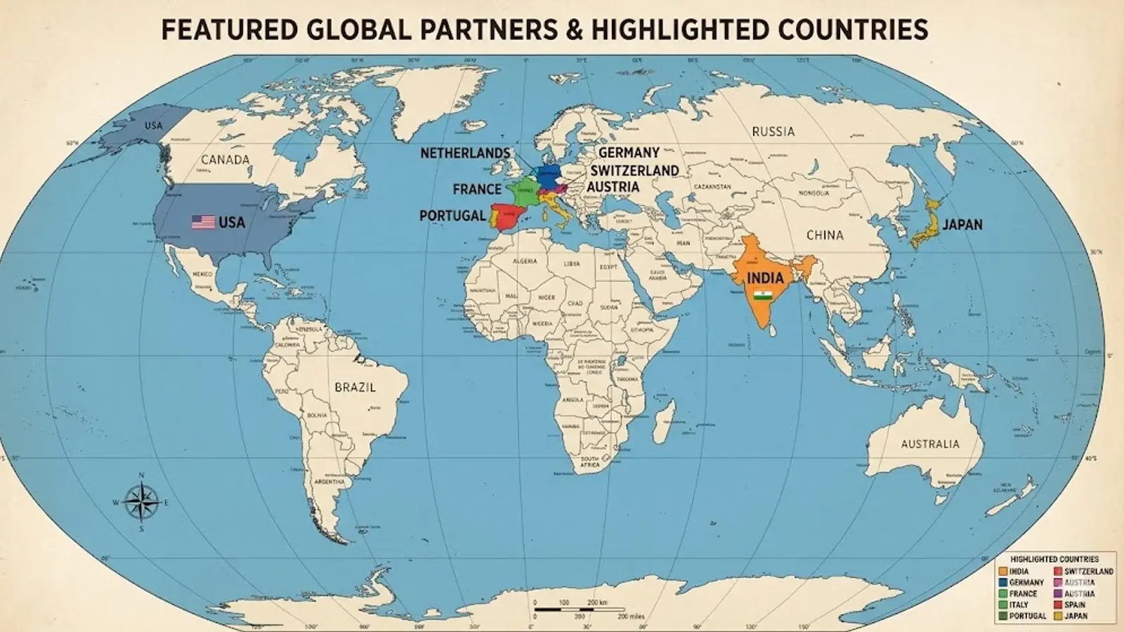 Engineering partnerships across continents — handshakes that span Europe, the United States and India